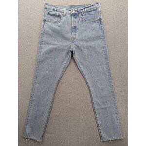 Levis 501 Jeans Mens 31x30 Blue Button Fly Straight Leg Raw Hem PC9 29502-0129